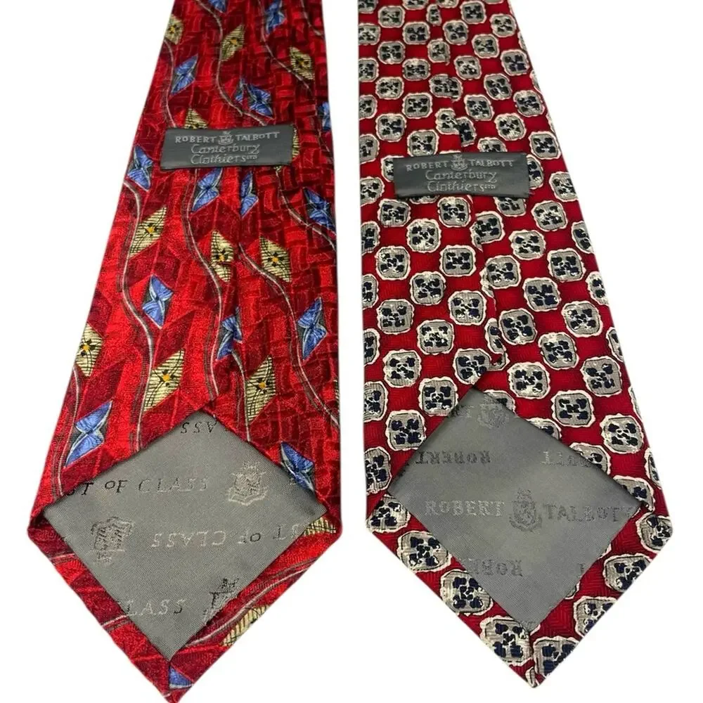 Robert Talbott Best in Class Red and Blue Patterned Ties set of 2 Canterbury